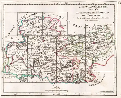 Carte Generale des Comtes de Haynaut, de Namur, et de Cambresis. - Hainaut / Namur / Cambresis / Belgique / Be
