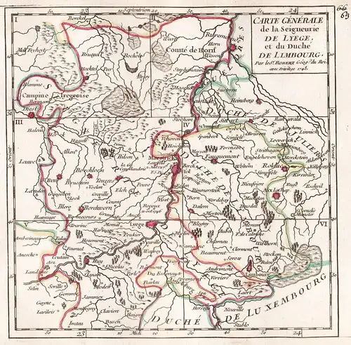 Carte generale de la Seigneurie de Lyege et du Duche de Limbourg. - Limbourg / Liege / Maastricht / Belgique /