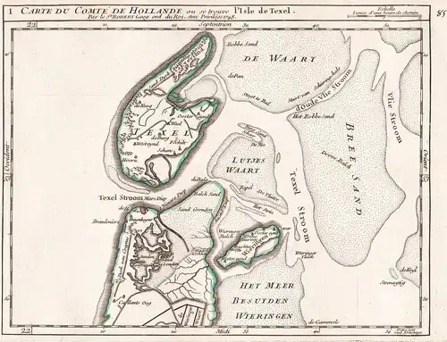 Carte du Comte de Hollande ou se trouve l'Isle de Texel - Texel / Den Helder / Noord-Holland / Nederland / Net