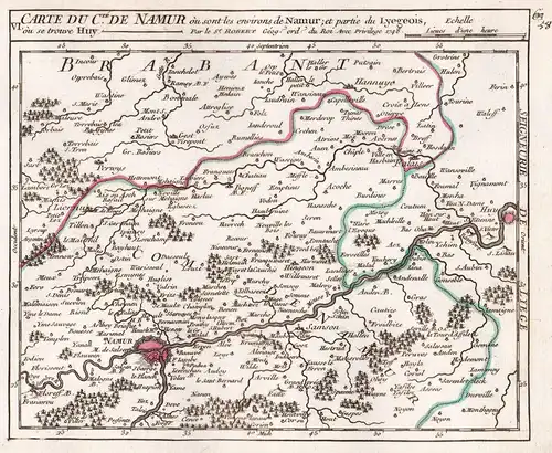 VI. Carte du C.te de Namur ou sont les environs de Namur, et partie du Lyegeois, ou se trouve Huy. - Namur / H