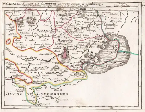 VI. Carte du Duche de Limbourg ou sont les environs de Limbourg - Limbourg / Vervieres / Eupen / Herve / Regio