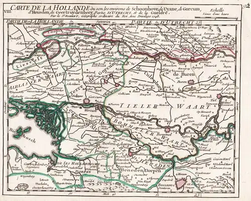 VIII. Carte de la Hollande ou son les environs de Schoonhove, de Uyanne, de Gorcum, d'Heusden, de Geertruydenb
