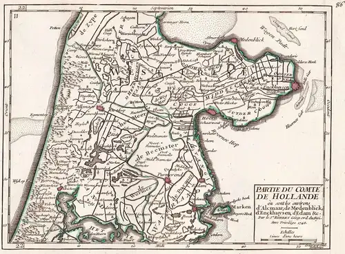 Partie du Comte de Hollande ou sont les environs d'Alcmaar, de Mdenblick, d'Enckhuysen, d'Edam &c - Holland /