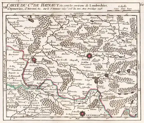 VIII. Carte du C.te de Haynaut ou sont les environs de Landrechies, d'Aymeries, d'Avesne; &c. - Landrecies / A