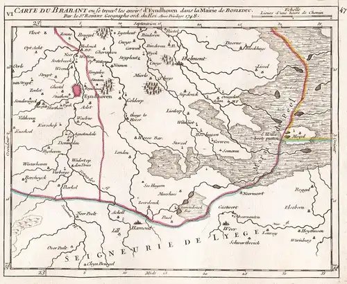 VI. Carte du Brabant ou se trouvet les envir.s d'Eyndhoven dans la Mairie de Bosleduc - Eindhoven / Helmond /