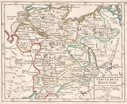 Cercle de la Basse-Saxe divisée par ses Principautes - Niedersachsen / Hamburg / Schleswig-Holstein / Mecklenb
