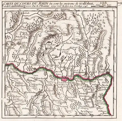 I. Carte du Cours du Rhin ou sont les environs de Waltshut, et de Laufenburg - Rhein / Rheinlauf / Laufenburg