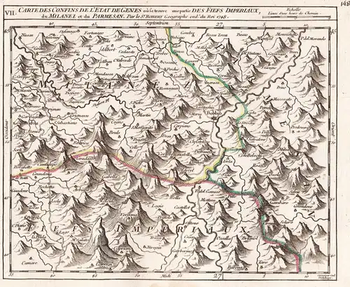 VII. Carte des Confins de l'Etat de Genes ou se trouve une partie des Fiefs Imperiaux, du Milanez et du Parmes