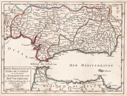 Partie Meridionale des Etats de Castille ou se trouvent l'Andalousie et le Roy.me de Grenade - Andalucia / Esp