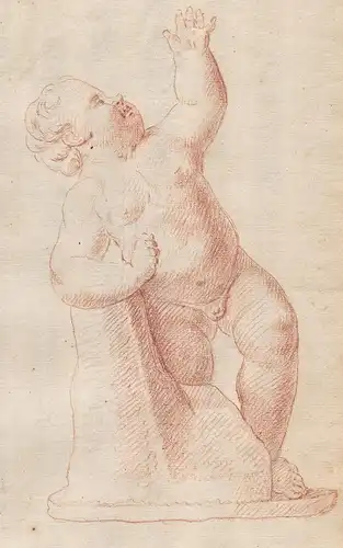 (Studie von einem Kind, das sich an einen Felsen lehnt) - child Baby enfant / Statue