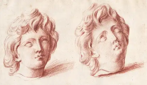 (Zwei Studien eines Kopfes einer antiken Statue) - Antiquity / head / Statue / Kopf / Antike