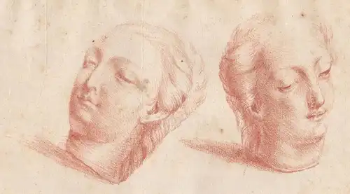(Zwei Studien einer Frauen-Kopfstatue aus der Antike) - Frau / woman / head / Kopf / femme