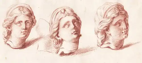 (Studie von 3 Kopf-Statuen aus der Antike) - antiquity / Antike / head statues / Köpfe