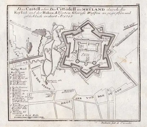 Das Castell oder die Cittadell zu Meyland durch die Kayserl. und der Hohen Allyrten Gloriose Waffen an gegriff