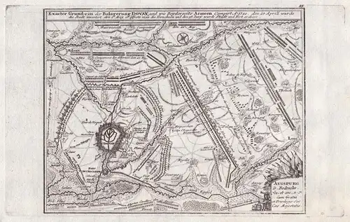 Exacter Grund-Riss der Belagerung Douay, und wie Beyderseits Armeen... - Douai / Siege de 1710 / Nord / Hauts-