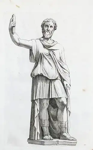 Draped man, facing left - Statue / sculpture / mythology / Mythologie