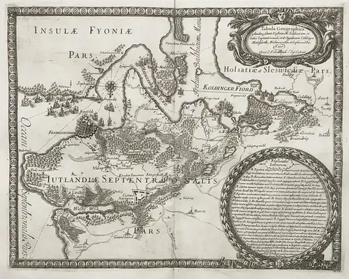 Tabula Geographica... Oppidorum Coldingae Medelfurthi, Friderics-uddae, et Sophia-uddae - Jutland Kolding Fred