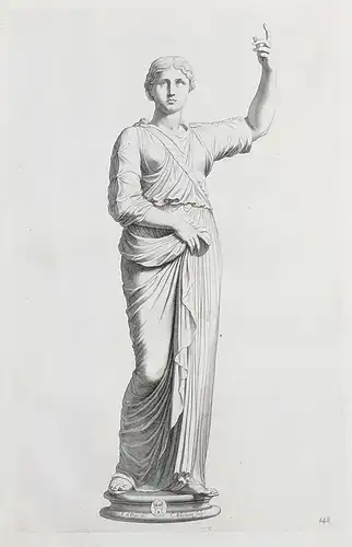 (Statue of a draped woman with one arm raised) - Woman / Frau / femme / sculpture / Roman Antiquity / Altertum