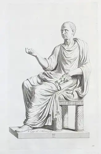 (Seated Consul holding a scroll) - Statue / sculpture / mythology / Mythologie