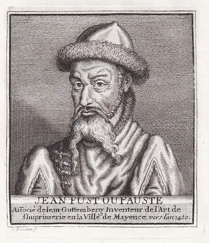 Jean Fust ou Fauste - Johannes Fust (c.1400-1466) / Buchdrucker Verleger printer / incunable Inkunabel / Portr