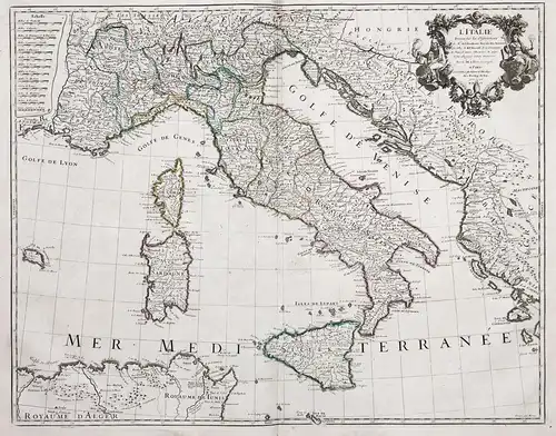 L'Italie - Italia Italy Italien Sardegna Corsica Sizilia carta map Karte