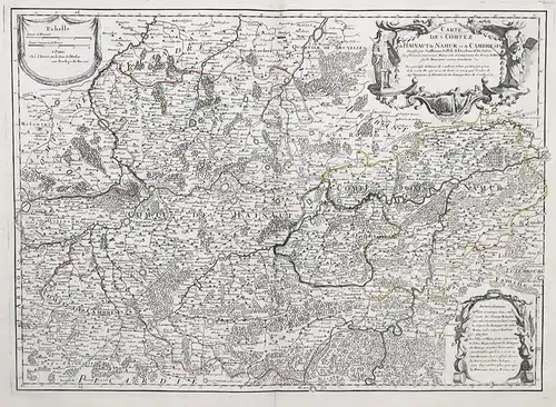 Carte des comtez de Hainaut de Namur et de Cambresis - Hainaut Namur Mons Conde Maubeuge Charlemont Charleroi
