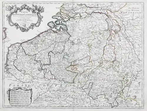 Carte des Pays Bas Catholiques - Belgien Belgique Holland Luxemburg Belgium map Karte Covens Mortier
