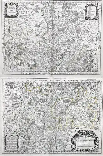 Carte du duche de Bourgogne et des Comtez en dependans - Auton Beaune Macon Chalon sur Saone Cluny map Karte