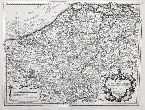 Carte du comte de Flandre - Flandern Vlaanderen Lille Brugge Gand Oudenaarde Trounai map Karte Covens Mortier