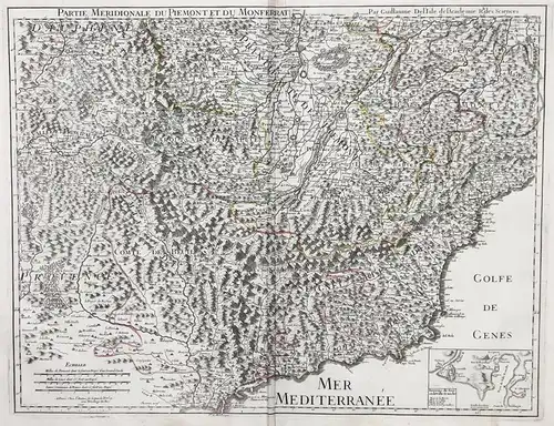 Partie meridionale du Piemont et du Monferrat - Piemonte Savona Nice Cuneo Sanremo Imperia map Karte