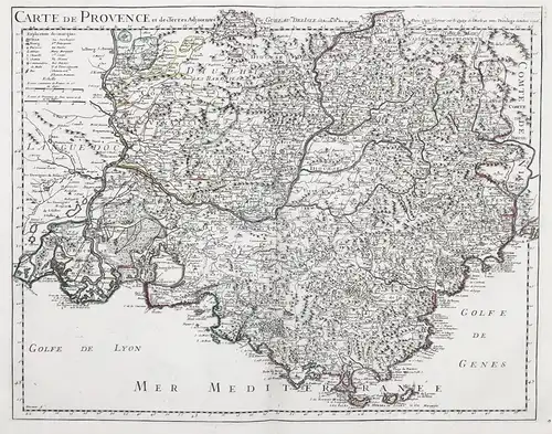 Carte de Provence et des terres adjacentes - Provence Marseille Aix Toulon Frejus Arles Nice map Karte Covens