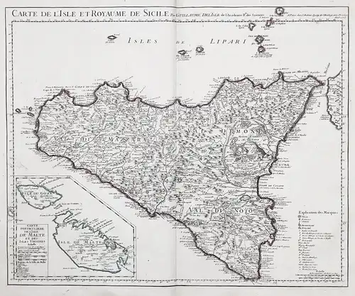 Carte de l'Isle et Royaume de Sicile / Carte particuliere de l'Isle de Malte et des Isles voisines - Sicilia S