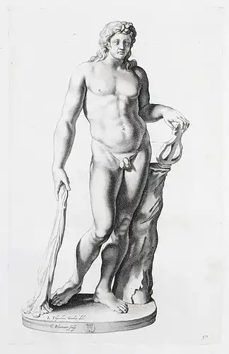 (Statue of Apollo holding a lyre) - sculpture / mythology / Mythologie (57)