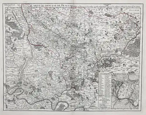Carte du Diocese de Beauvais - Beauvais / Oise / Wein Gegend / wine region / France carte