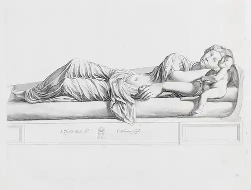 (Statue of reclining female figure with putto) - sculpture / Roman antiquity / Altertum (90)
