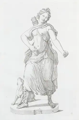 (Statue of Diana with a hunting dog and arrow on her back) - Göttin / goddess / sculpture / mythology / Mythol