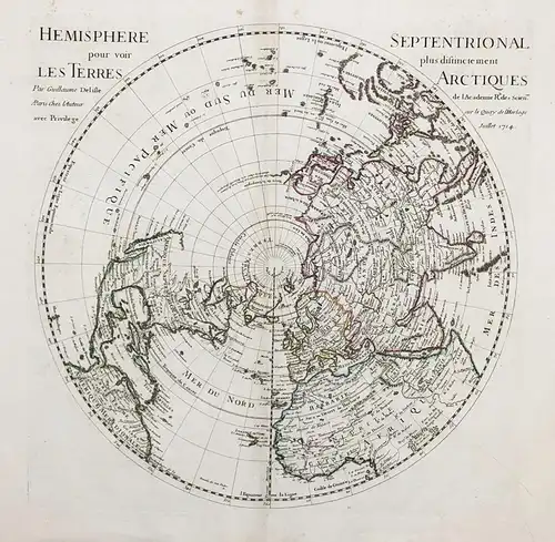 Hemisphere Septentrional pour voir plus distinctement les Terres Arctiques - Arctic / North Pole / Polar / Nor