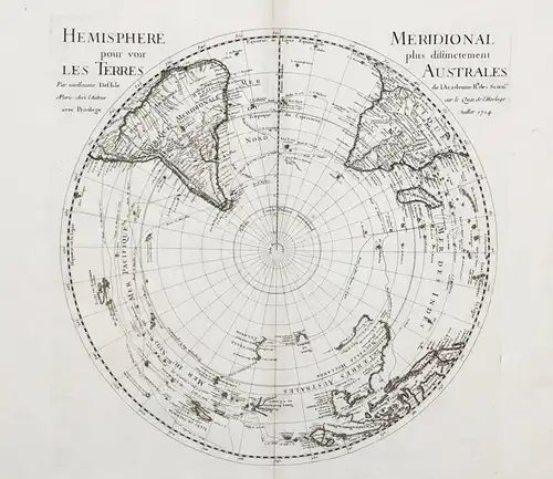 Hemisphere Meridional pour voir plus distinctement les Terres Australes - Antarctic / South Pole / Polar / Aus