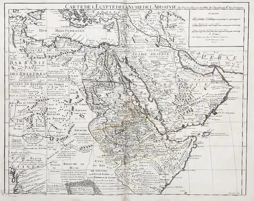 Carte de l'Egypte de la Nubie de l'Abissinie. - Egypt Ägypten Saudi Arabia Sudan Ethiophia Jemen Oman Arabien