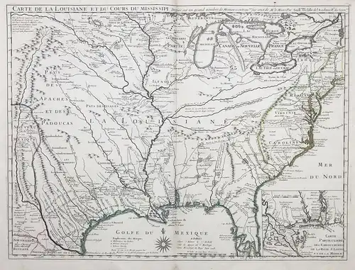 Carte de la Louisiane et du cours du Mississipi - Louisiana Florida Mississippi Carolina North America