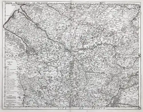 Partie Meridionale de Picardie - Picardie Abbeville Amiens Corbie Doullens Peronne Montdidier Ham carte gravur