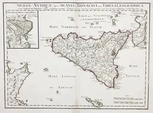 Siciliae Antiquae quae est Sicania et Trinacria dicta Tabula Geographica - Sicilia / Sizilia / Sicily / Italia