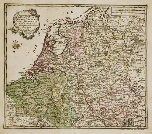 Mappa Geographica Circuli Westphalici, Rhenani Superioris Belgii Foederati et Catholici - Holland / Nederland