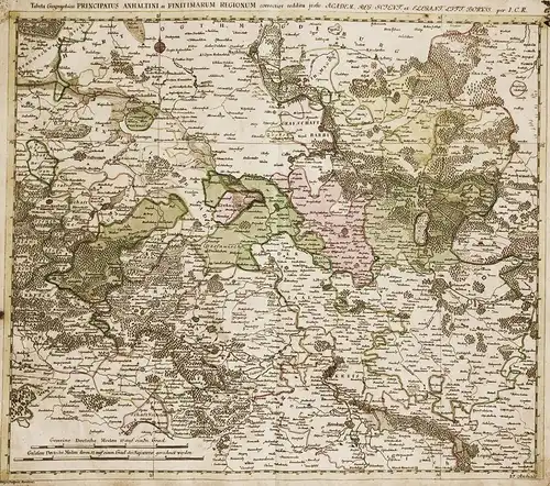 Tabula Geographica Principatus Anhaltini et Finitimarum Regionum.... - Anhalt / Halle / Sachsen / Mansfeld / B