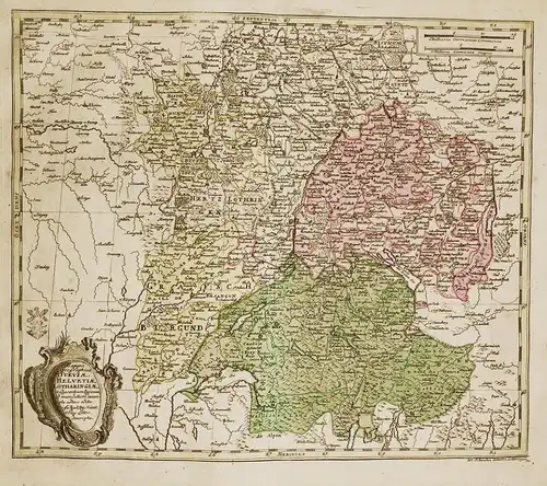 Mappa Geographica Sueviae, Helvetiae, Lotharingiae, ed adjacentium Regionum - Schwaben / Baden-Württemberg / S