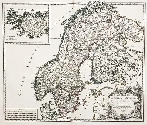 Les Royaumes de Suede et de Norwege, divises en Leurs Provinces ou Gouvernemens - Scandinavia Skandinavien Sch