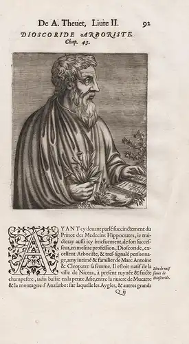 Dioscoride Arboriste - Pedanius Dioscorides (c.40-90) Greek physician pharmacologist botanist Portrait
