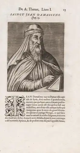 Sainct Jean Damascene - John of Damascus (c.675-749) monk priest hymnographer Kirchenvater Portrait