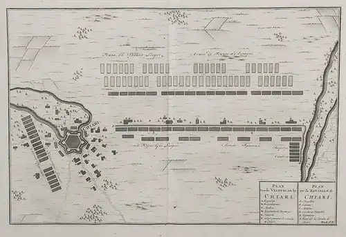 Plan de la Bataille de Chiari - Chiari / Lombardia / incisione