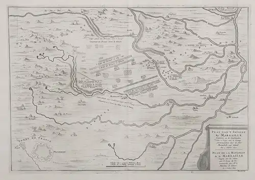 Plan de la Bataille de la Marsaille - Battaglia della Marsaglia / Piossasco / Pinerolo / Torino / Turin / Piem